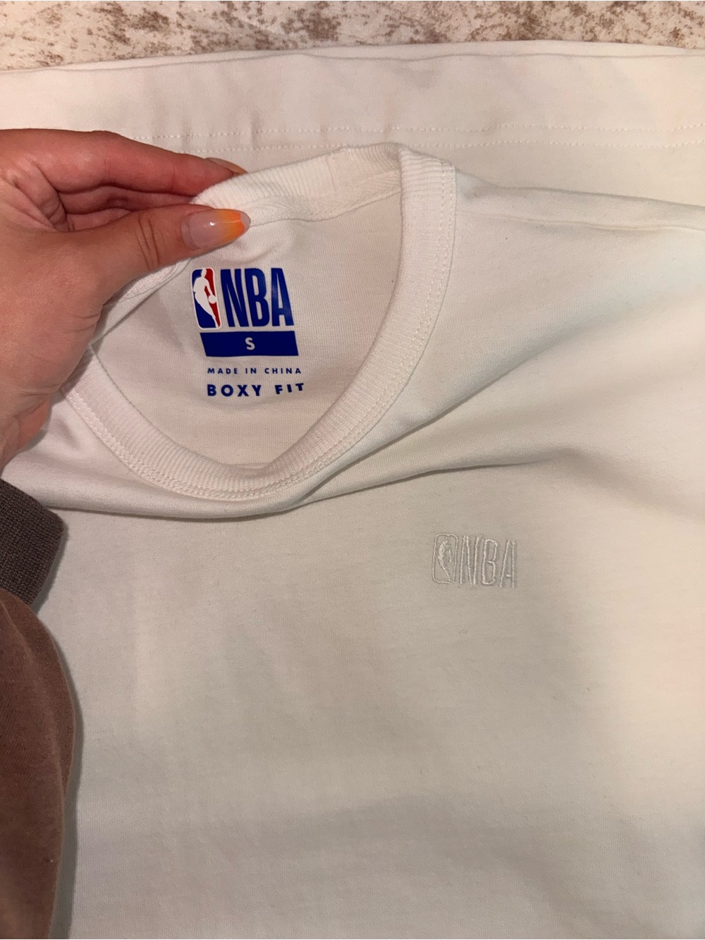 NBA White Boxy Fit Short Sleeve Crew Tee